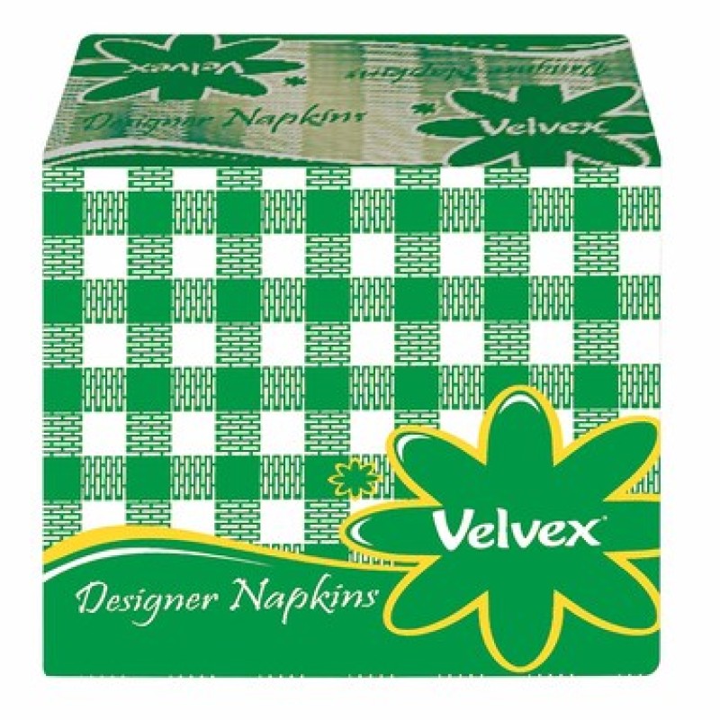 Velvex Designer Green Serviettes 100's in a pack, 18 Packs per Carton