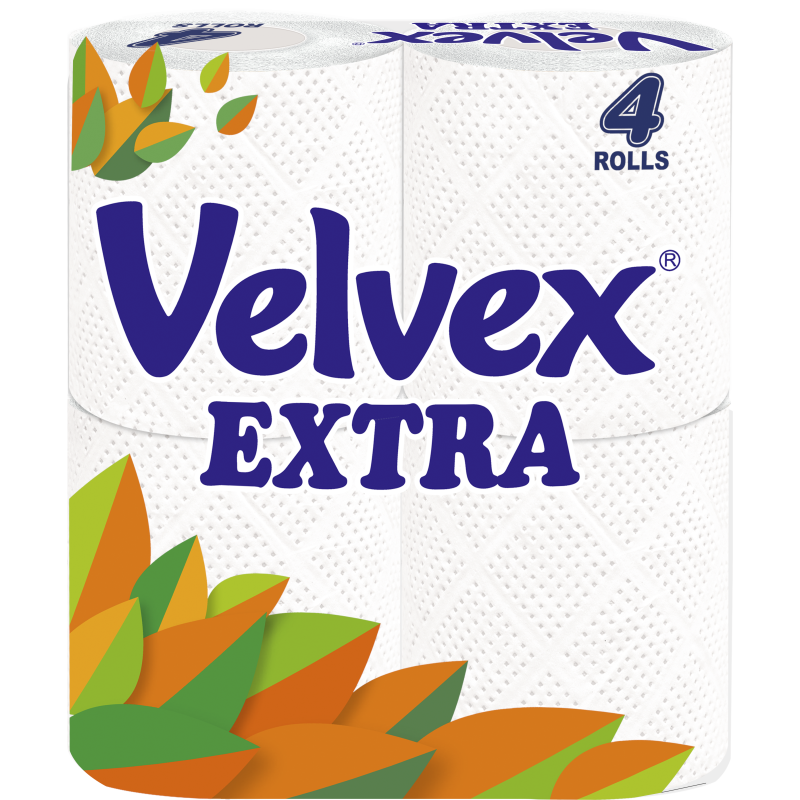 Velvex Extra 4 Pack Premium Printed Unwrapped Tissue Paper, 12pieces Per Carton