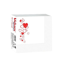 Velvex Moments Hearts Serviettes 50's in a pack, 12 Packs per Carton