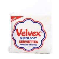 Velvex Super Soft White 100's Serviettes in a Pack, 60 Packs per Carton