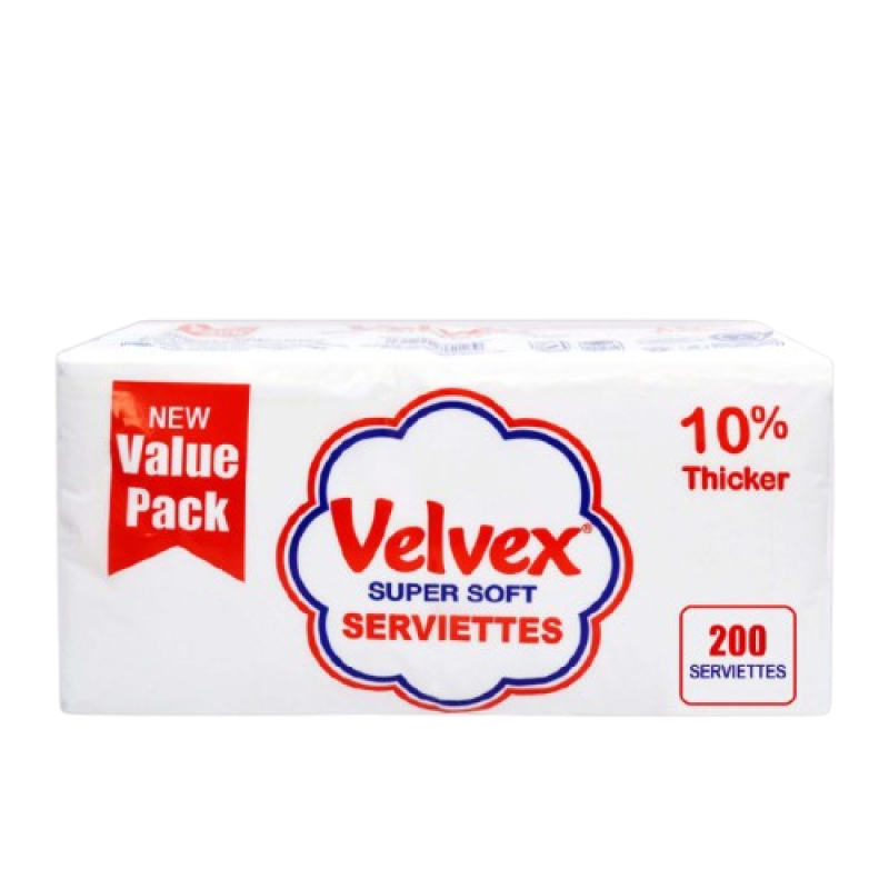 Velvex Super Soft White 200's Serviettes