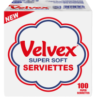 Velvex Super Soft White 100's Serviettes, 12 Packs per Carton