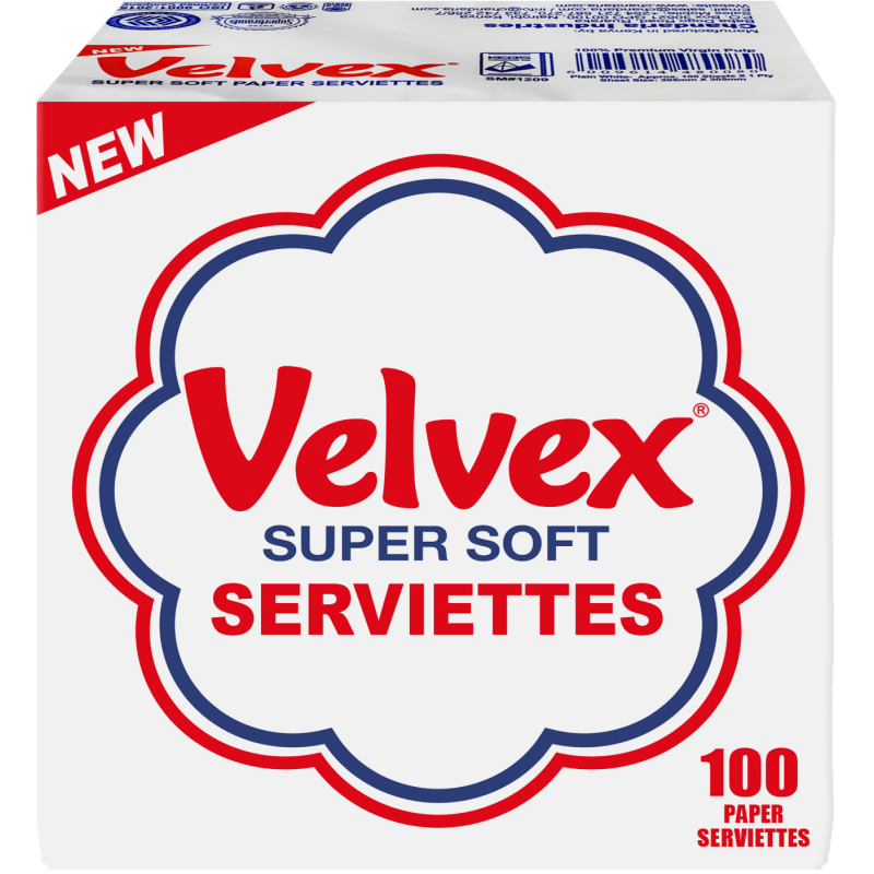 Velvex Super Soft White 100's Serviettes, 18 Packs per Carton