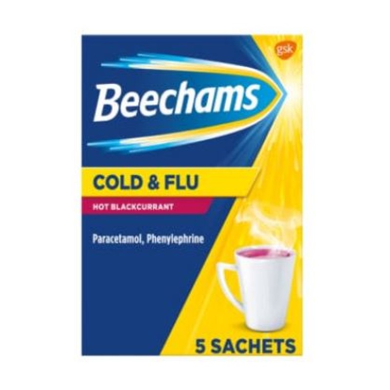 Beechams cold & flu black currant 5's