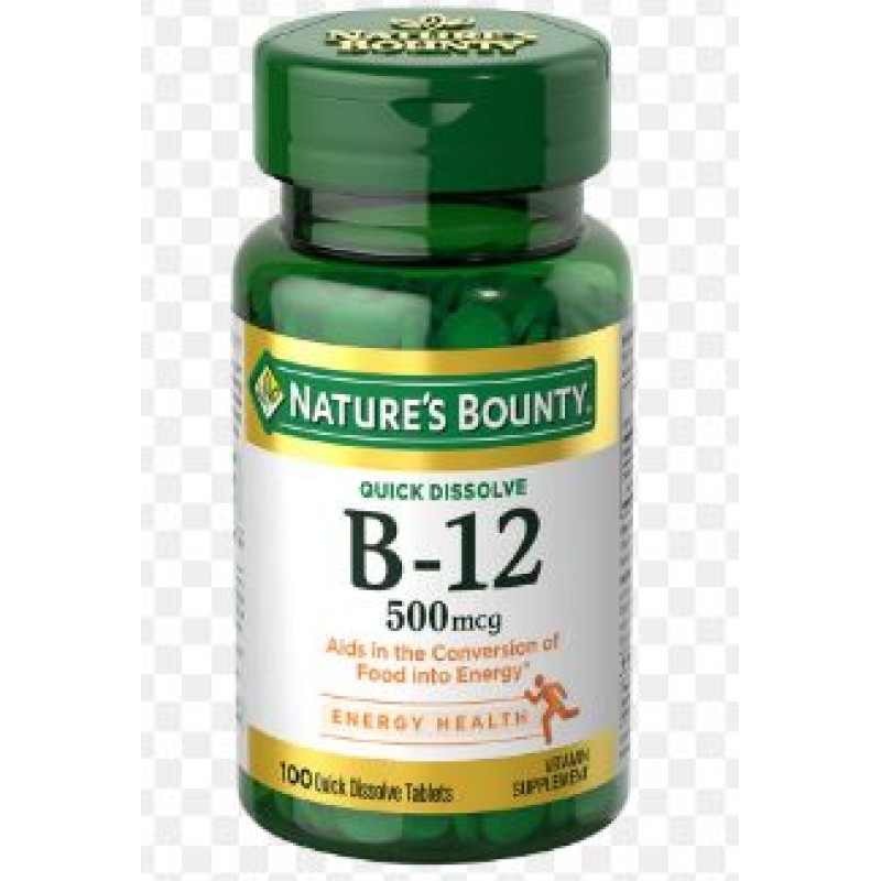 Nature’s Bounty Vitamin B‑12 500mcg Quick Dissolve Vegetarian 100 Tablets 