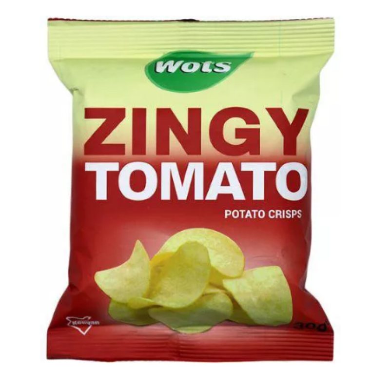 WOTS ZINGY TOMATO  POTATO CRISPS 30G