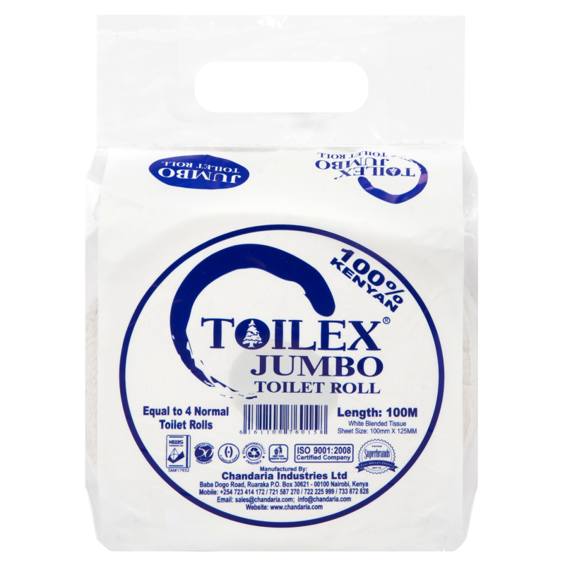 Toilex Jumbo Wrapped Tissue 100 Metres 12 Rolls In a Carton