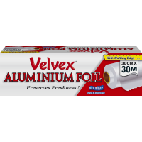 Velvex Aluminium Catering Foil 30cm x 30Metres, 6 packets in a Carton