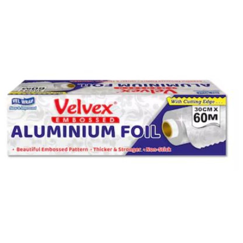 Velvex Embossed Aluminium Foil 30cm x 60Metres