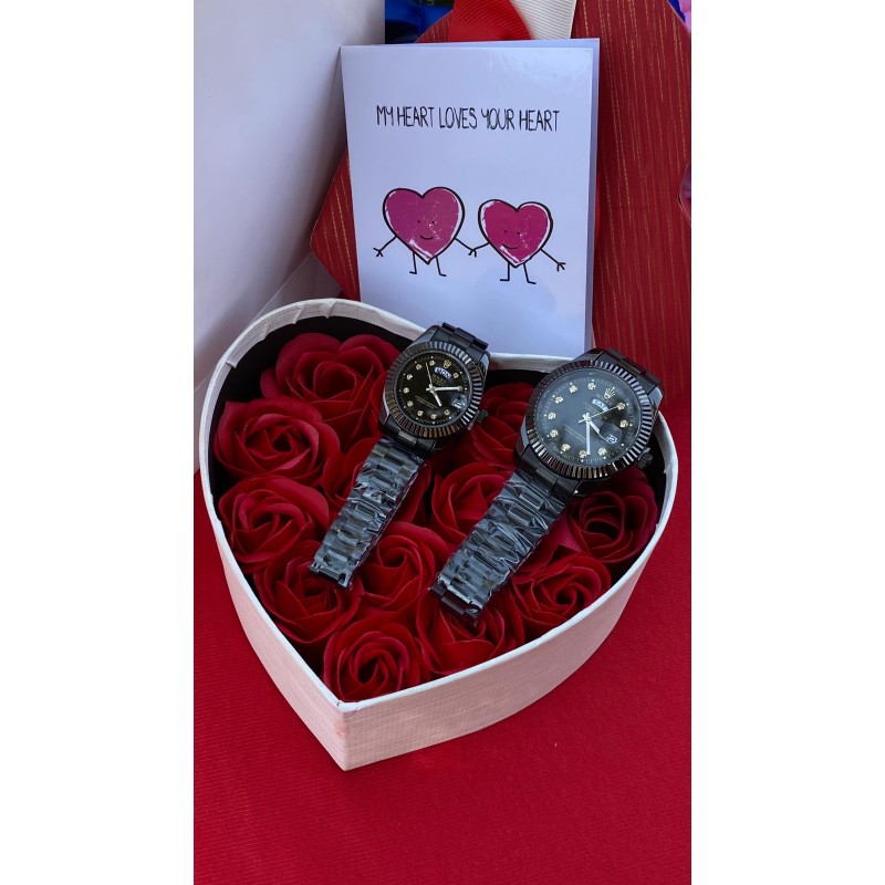 Valentines Rolex Watches Lovers Gift Set – Black , 2 Watches