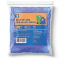 Compostable Garbage Bags Extra Large 110 Litres 15 Blue Bags 