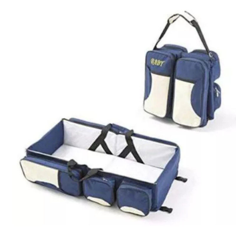 4 IN 1 FOLDABLE BABY DIAPER BAG BLUE