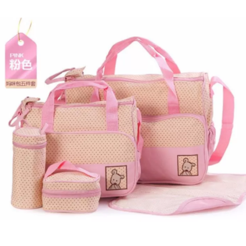 BEAR CLUB SHOULDER BABY DIAPER BAG -PINK