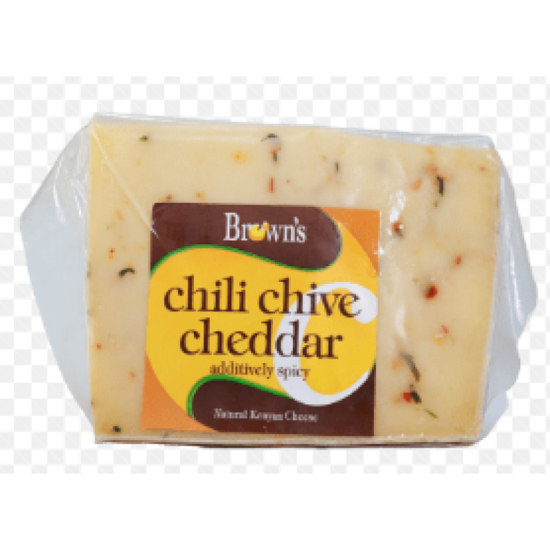 BROWNS CHILLI CHIVE CHEDDAR CHEESE 225G