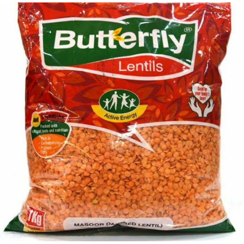 BUTTERFLY LENTILS MASOOR RED LENTILS 1 KG