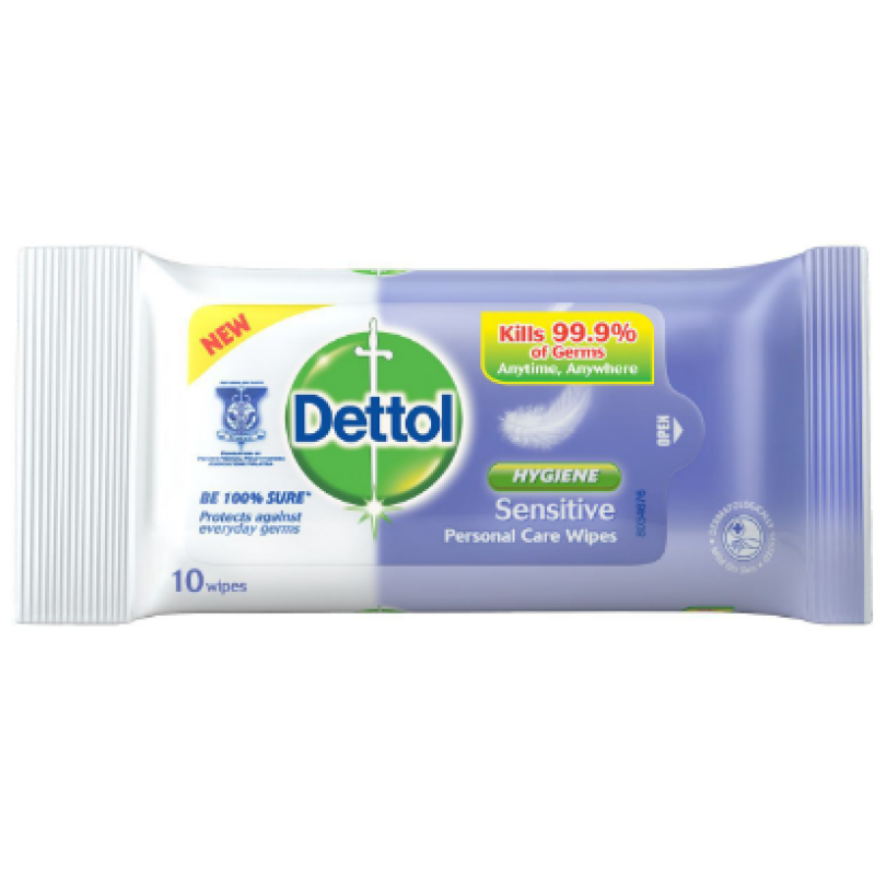 DETTOL WET WIPES 10S SENSITIVE