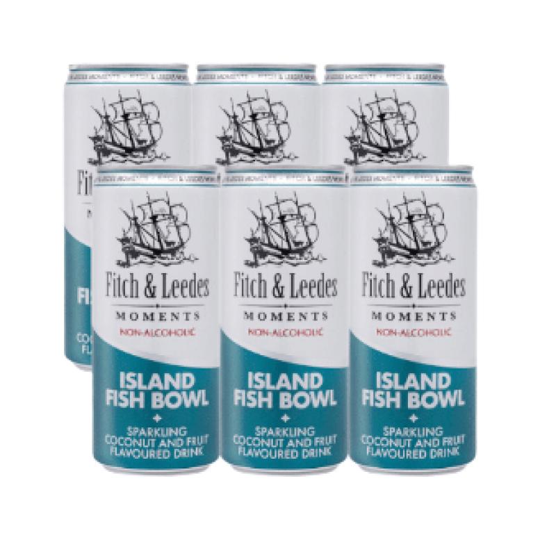 FITCH AND LEEDS MOMENTS ISLAND FISH BOWL FLAVOURED DRINK 330ML  (Non- alcoholic) 6PACK