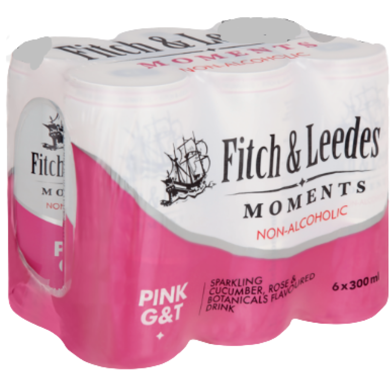 FITCH AND LEEDES MOMENTS PINK G AND T 330ML (NON-ALCOHOLIC) 6PACK