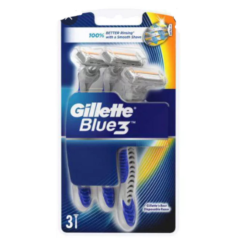 GILLETTE BLUE 3 DISPOSABLE RAZORS 3's