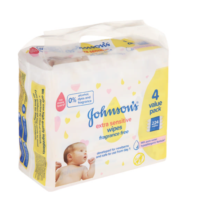 JOHNSON'S EXTRA SENSITIVE WIPES 60'S