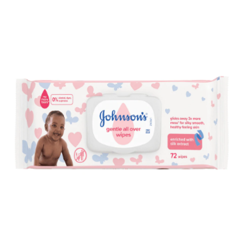 JOHNSON'S GENTLE ALL OVER BABY WIPES 72'S