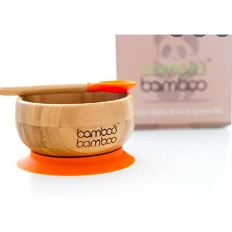 KIDDIES & CO BAMBOO BOWL & SPOON -ORANGE