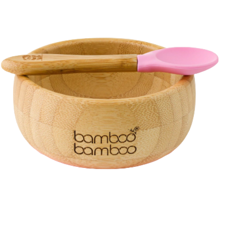 KIDDIES & CO BAMBOO BOWL & SPOON -PINK