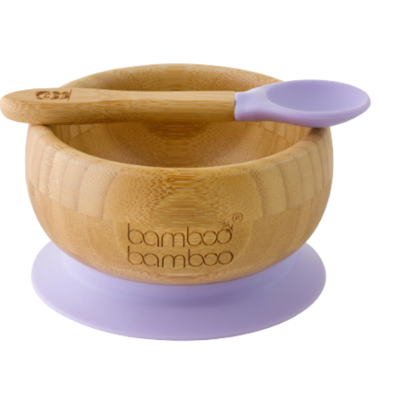 KIDDIES & CO BAMBOO BOWL & SPOON -PURPLE