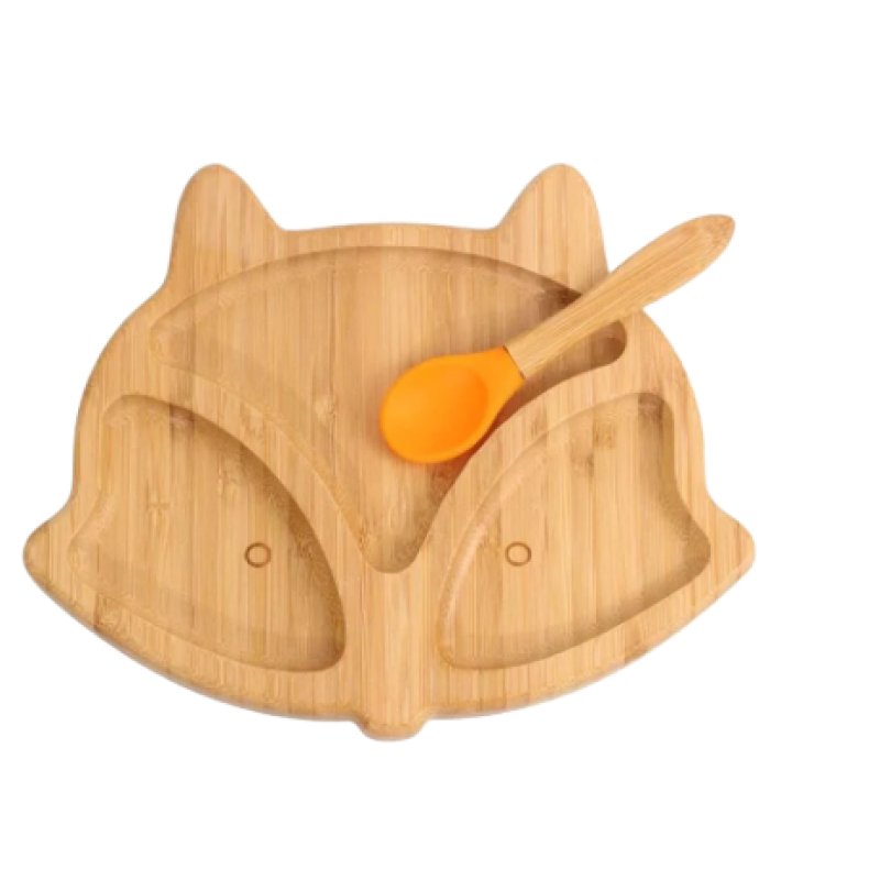 KIDDIES & CO FOX BAMBOO PLATE -ORANGE