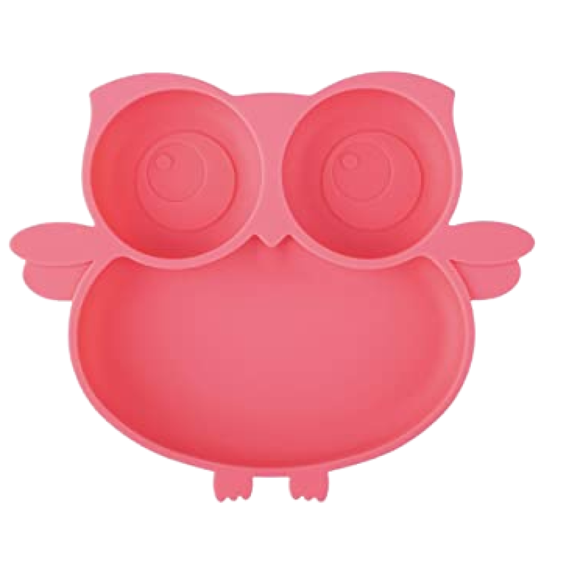 KIDDIES & CO OWL SILICONE PLATE -PINK