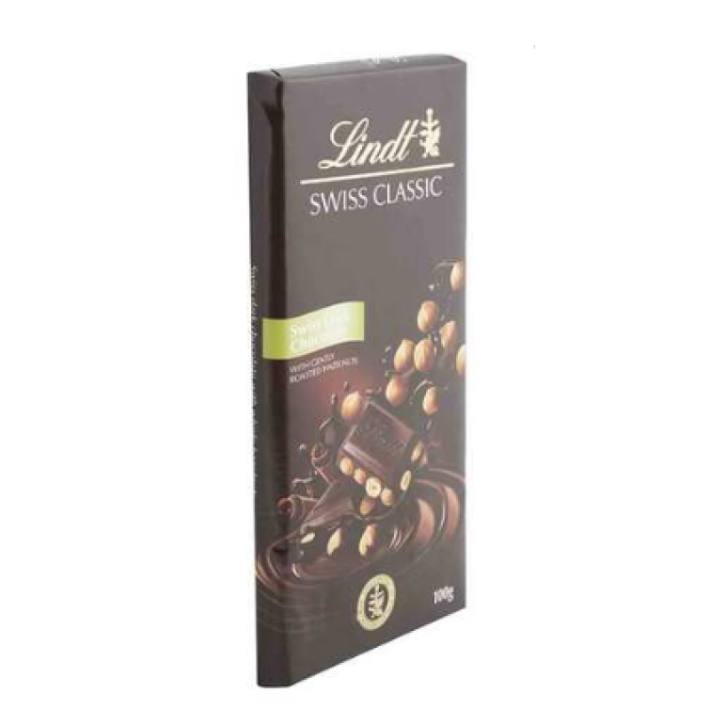 LINDT SWISS CLASSIC  DARK HAZELN 100G