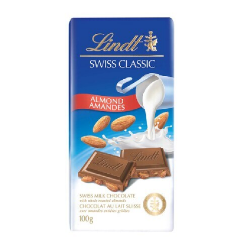 LINDT SWISS CLASSIC MILK ALMOND 100G