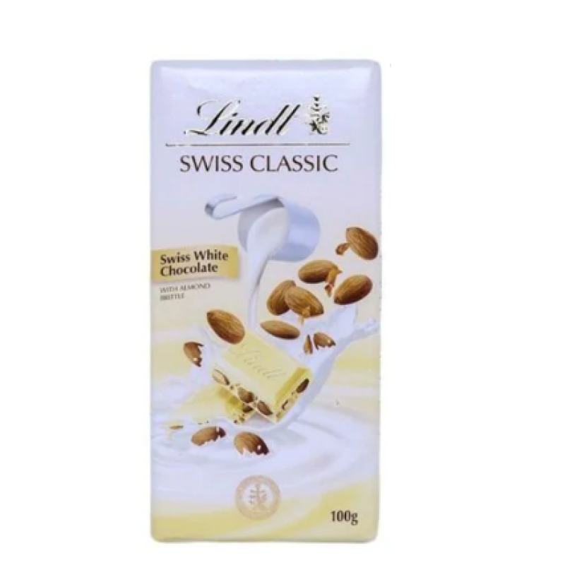 LINDT SWISS CLASSIC WHITE ALMON 100G