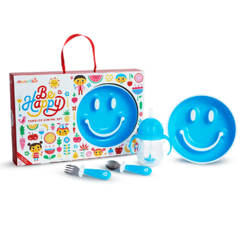 MUNCHKIN BE HAPPY 18 MONTHS+ TODDLER DINNING SET -BLUE