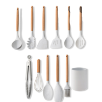 NANCY'S  11 PCS SILICON SPOON SET WITH WOODEN HANDLE 