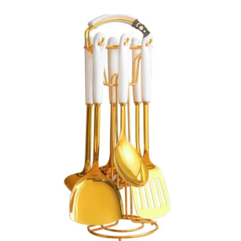 NANCY'S HEAVY GOLDEN SERVING SPOON SET (6PIECES)