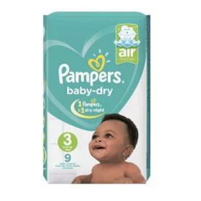 PAMPERS SIZE 3 BABY DRY DIAPERS MIDI 4-9Kgs 9Pcs