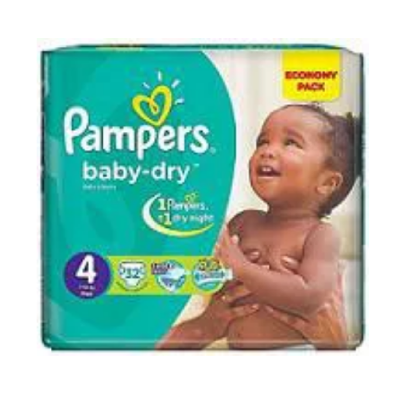 PAMPERS SIZE 4 BABY DRY MAXI DIAPERS 9-18Kgs 32Pcs