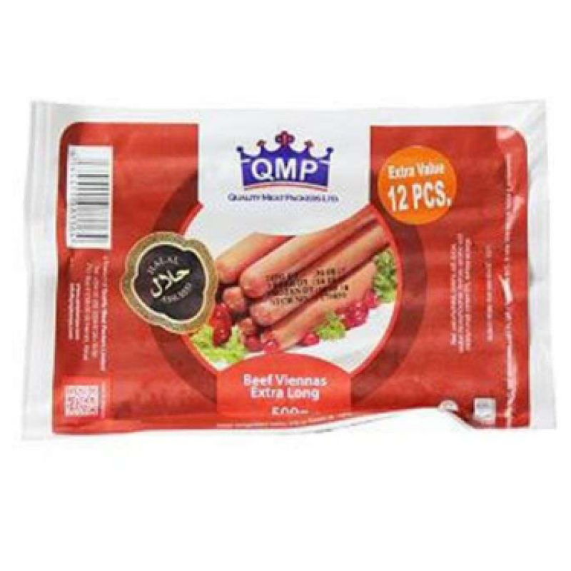 QMP QUALITY BEEF VIENNAS EXTRA LONG   500g 