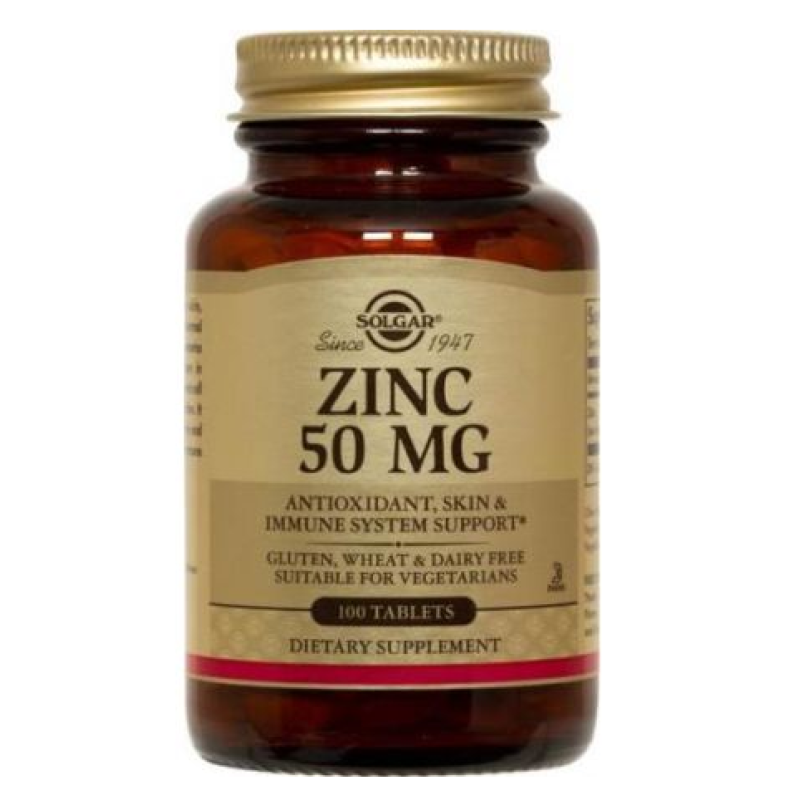 SOLGAR ZINC 50 MG 100 TABLETS- SKIN|EYES| IMMUNITY SUPPORT