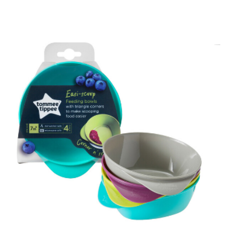 TOMMEE TIPPEE FEEDING BOWLS 7 MONTHS+ 4'S