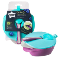 TOMMEE TIPPEE FEEDING BOWLS WITH LID & SPOON 2'S