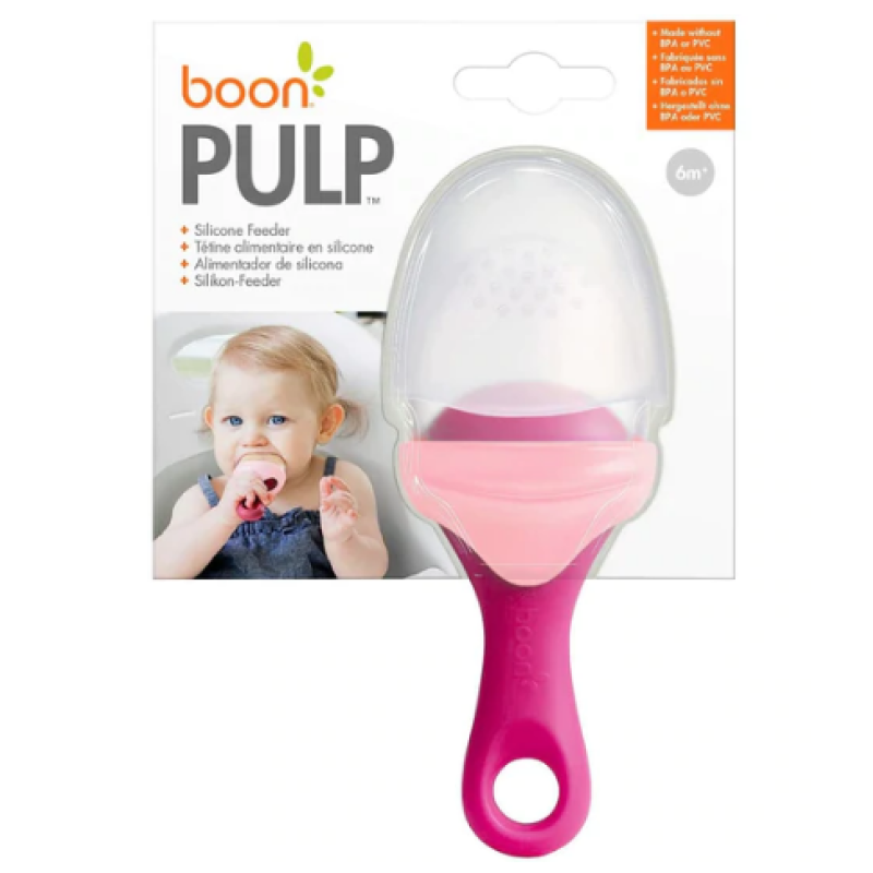 TOMY BOON PULP SILICONE FEEDER 6 MONTHS+ PINK/WINE