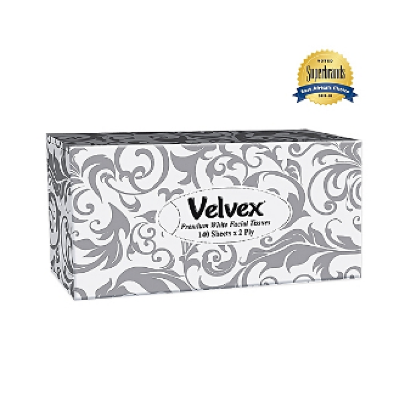 VELVEX PREMIUM FACIAL TISSUES SILVER 140X2 PLY