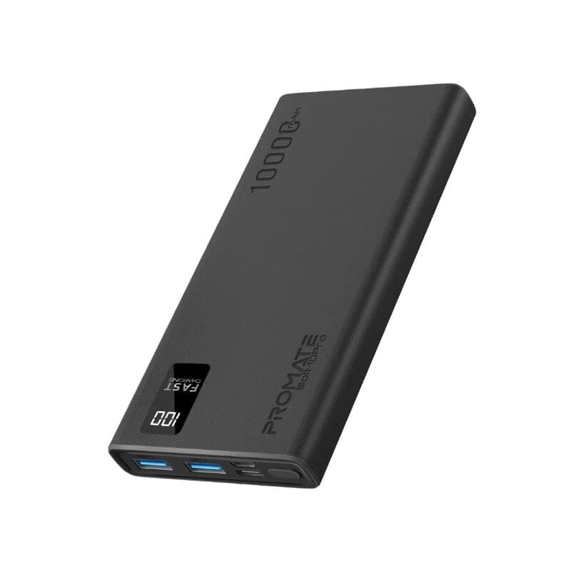 Promate 10000mAh Slim PowerBank BOLT-10PRO Black
