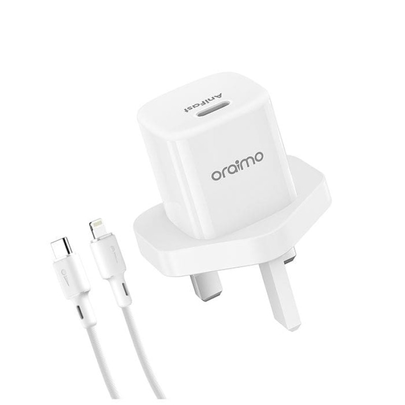 Oraimo Chargerkit UK OCW-U95S+CL55 USB C White with Cable 20W PD Oraimo Chargerkit UK OCW-U95S+CL55 USB C White with Cable 20W PD