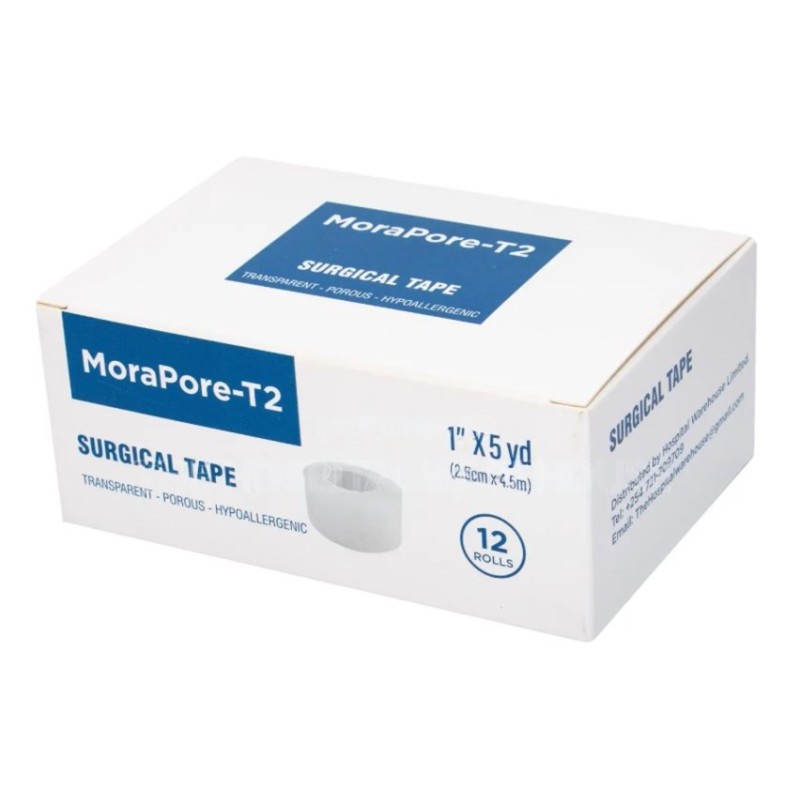 Morapore Transpore  Transparent Surgical Tape 1 Inch, 12 Pieces
