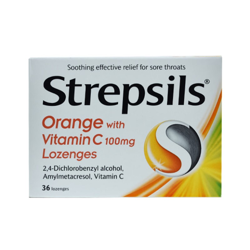 Strepsils Orange & Vitamin C Lozenges 36 Pieces 