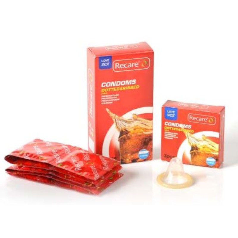 Recare Condoms Dotted & Ribbed Cola 12 Pieces 