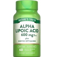 Natures Truth Alpha Lipoic Acid 600mg plus Biotin Optimizer 60 Capsules